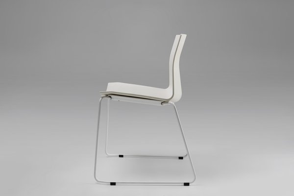 Mid-Century White Chair with Metal Frame and Plastic Seat, Belgium