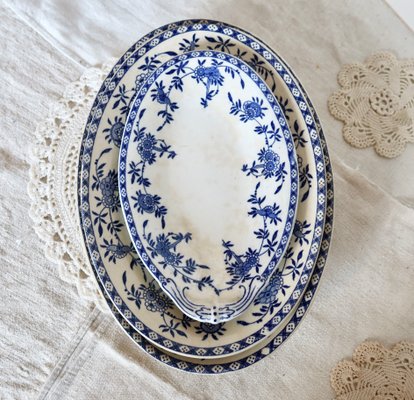 Antique Oval Serving Dishes from Dresden Porcelain, Set of 3 for
