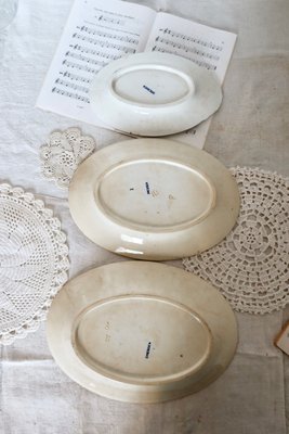 Antique Oval Serving Dishes from Dresden Porcelain, Set of 3 for