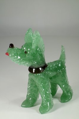 置物 Murano , antique Art Deco Italian Pulegoso Green Murano Glass Terrier Dog Animal