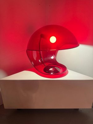 Lampada Foglia rossa trasparente attribuita a Elio Martinelli per