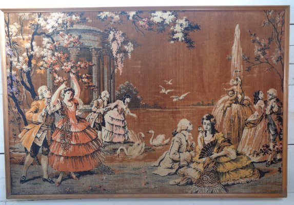 Classic French Tapestry in Wooden Frame, 1960s for sale at Pamono