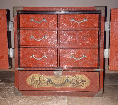 Meiji Era Cabinet in Cinnabar Red Lacquer, Japan for sale at Pamono