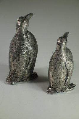 新品GUCCIソルト＆ペッパー＊銀製品 Vintage Italian Silver Metal Penguin Salt and Pepper Shackers from