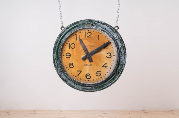 Antique Train Station Wall Clock from Brillie, 1920s for sale at
