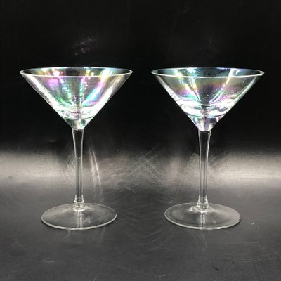 Schillernde Facettierte Mundgeblasene Martini Gläser, 2er Set bei Pamono kaufen