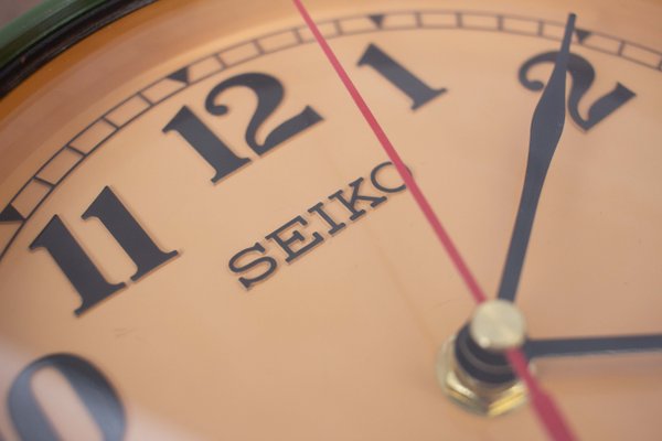 Vintage Navy Green Wall Clock from Seiko, 1990s for sale at Pamono