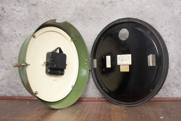Vintage Navy Green Wall Clock from Seiko, 1990s for sale at Pamono