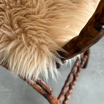 Sgabello Savonarola in salice, Francia, inizio XX secolo in