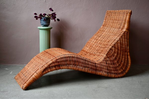 Chaise longue vintage in vimini di Carl Öjerstam per Ikea in