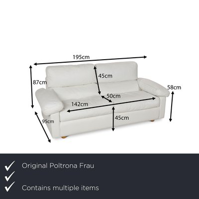 Poltrona Frau Petronio Leather Sofa Set White Sofa Couch Two-Seater  Armchair by Tito Agnoli for Poltrona Frau, Set of