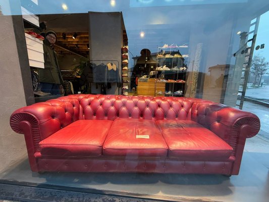 Divano a tre posti in pelle bordeaux di Poltrona Frau, 1965 in