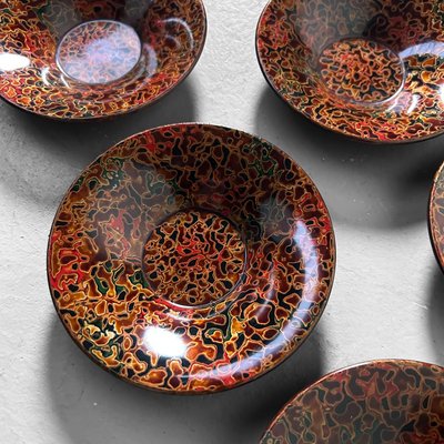 Wooden Tsugaru Lacquerware Plates, Japan, 1950s, Set of 5 for sale