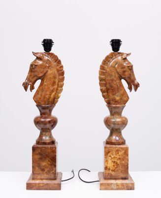 トップス SAPEur Chess Head-Year Of The Horse L Large Horse Head Chess Knights Lamp in Carved Alabaster, taly