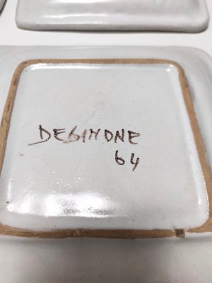 Vintage Hand-Crafted Square Earthenware Plates from De Simone