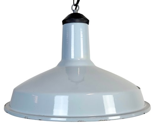 Industrial Light Blue Enamel Factory Pendant Lamp, 1960s for sale