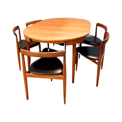 Vintage Roundette Dining Table and Chairs by Kaare Klint for Frem Røjle,  1950s, Set of