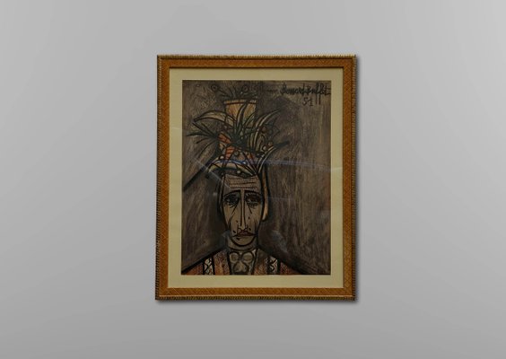 Bernard Buffet, Portrait, 1950, Artwork on Paper for sale at Pamono