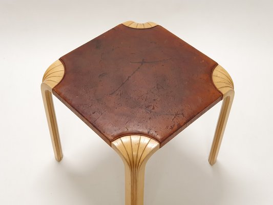 X601 Stool in Leather by Alvar Aalto for Artek, 1960s for sale at