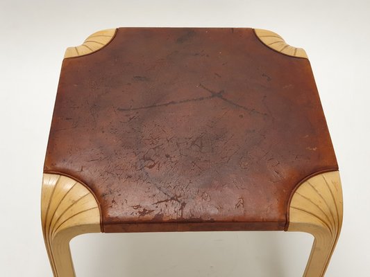 X601 Stool in Leather by Alvar Aalto for Artek, 1960s for sale at