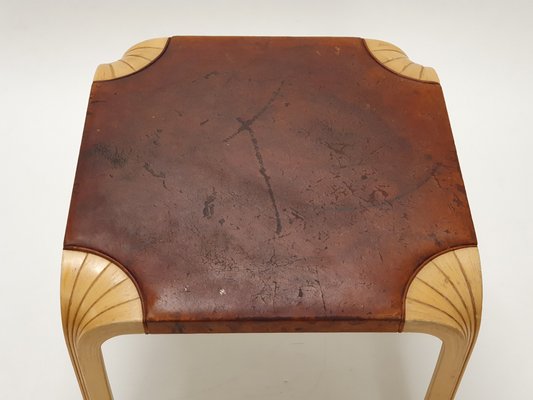 X601 Stool in Leather by Alvar Aalto for Artek, 1960s for