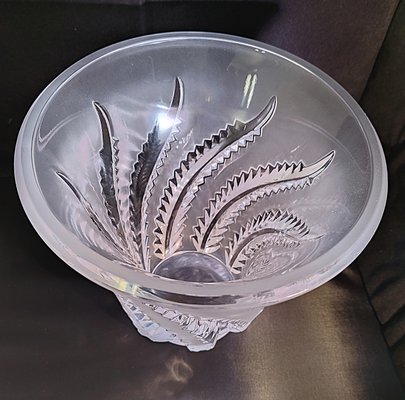 Lobélia Vase with Frosted Crystal Ferns from Lalique, 1970s for