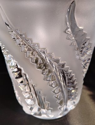 Lobélia Vase with Frosted Crystal Ferns from Lalique, 1970s for