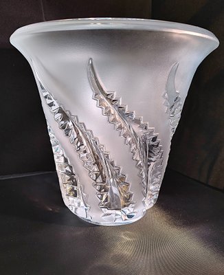 ルネラリック　LALIQUE ロベリア　Lobelia 植物シダ　VASE Lobélia Vase with Frosted Crystal Ferns from Lalique, 1970s for
