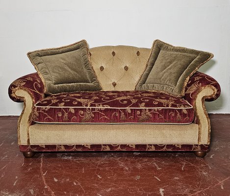 Divano italiano in velluto damascato in vendita su Pamono
