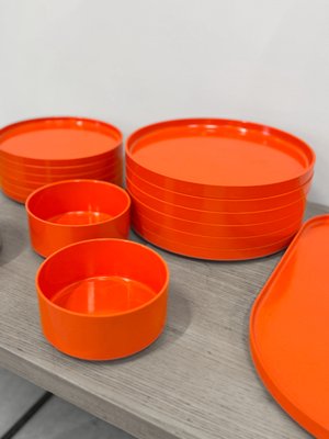 Vintage Max Geschirr Set aus Orange ABS, Massimo und Lella Vignelli für Heller zugeschrieben, 1964, 16