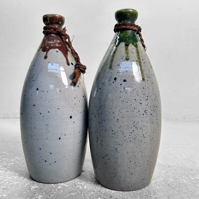 Set Sake Japonais - 1 Bouteille Tokkuri Et 4 Tasses Ochoko En Céramique - Pour Sake Chaud Ou Froid