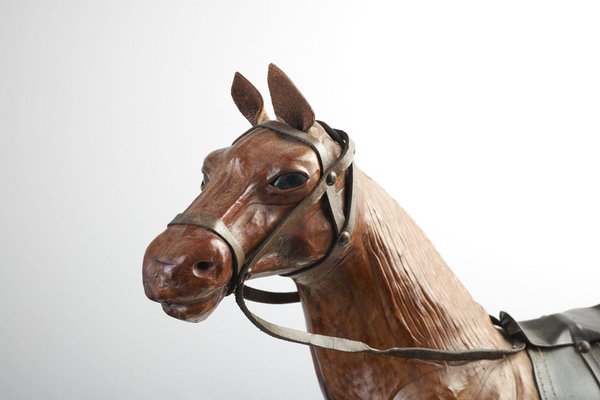 Victorian Leather Horses, Late 19th Century, Set of 3 for sale at