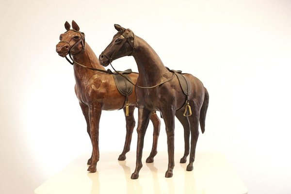Victorian Leather Horses, Late 19th Century, Set of 3 for sale at