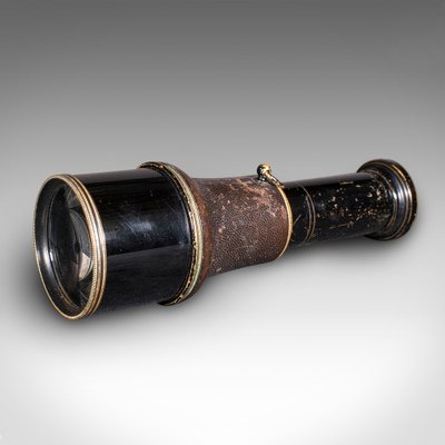 Small Antique German Opera Monocular in Brass and Leather, 1900