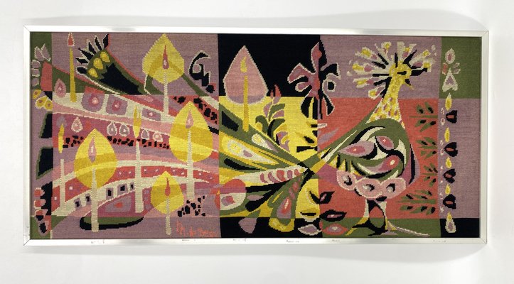 Wool Oiseau de Feu Tapestry by Michèle Van Hout Le Beau for