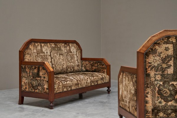 Art Deco Sofa in Wood and Tapisserie, 1920s for sale at Pamono
