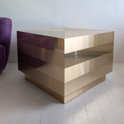 Large Vintage Gold Cube Coffee Table 1980s for sale at Pamono