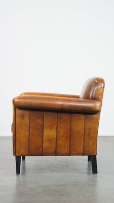 Art Deco Leather Armchair with Black Piping for sale at Pamono