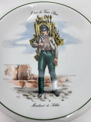 French Porcelain Plates Métiers Du Vieux Paris, Set of 6 for sale