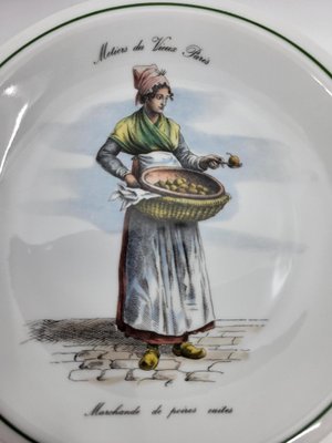 French Porcelain Plates Métiers Du Vieux Paris, Set of 6 for sale
