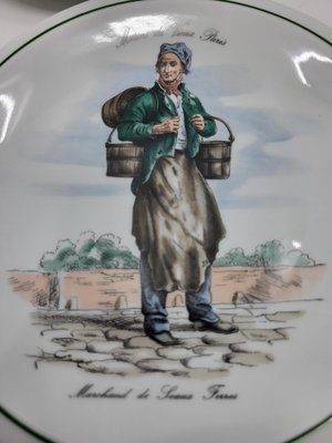 French Porcelain Plates Métiers Du Vieux Paris, Set of 6 for sale