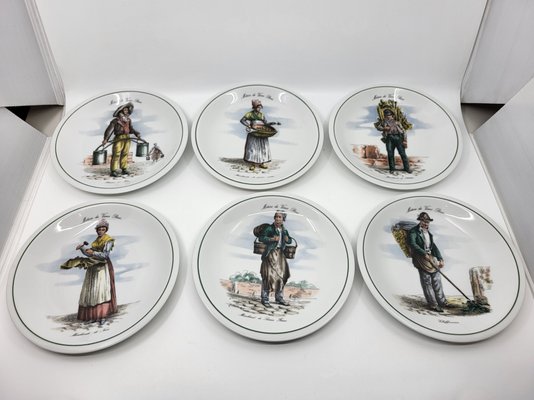 French Porcelain Plates Métiers Du Vieux Paris, Set of 6 for sale