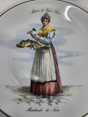 French Porcelain Plates Métiers Du Vieux Paris, Set of 6 for sale