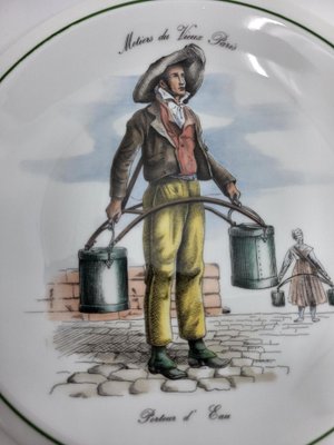 Assiette Décorative Ancienne – Métiers De Paris, Marchande De Poires Cuites, Porcelaine