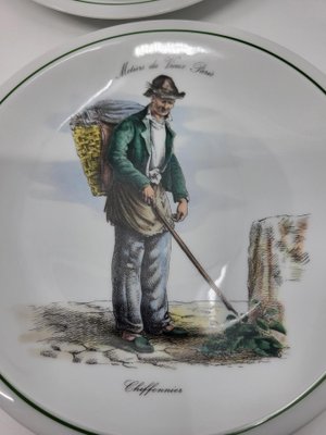 French Porcelain Plates Métiers Du Vieux Paris, Set of 6 for sale