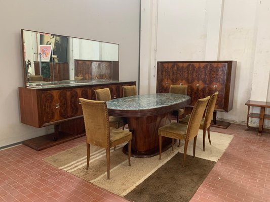 Mobile da salotto in radica, anni '40 in vendita su Pamono