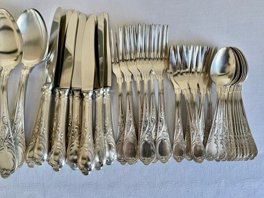 西洋剃刀　SOLINGEN CROWN SILVER STEEL 70 Vintage German Solingen Silver Plated Cutlery, 1965, Set of