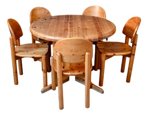 Pine Dining Set by Rainer Daumiller, Set of 6 for sale at Pamono