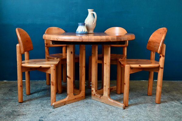 Pine Dining Set by Rainer Daumiller, Set of 6 for sale at Pamono