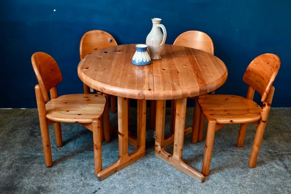 Pine Dining Set by Rainer Daumiller, Set of 6 for sale at Pamono